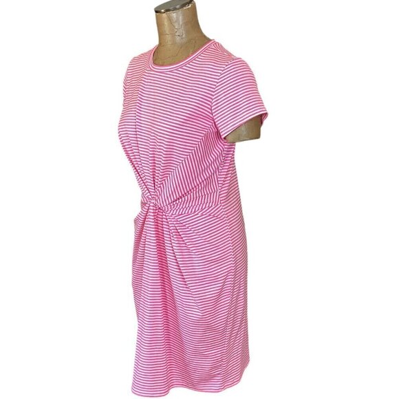 Vineyard Vines Pink Striped Sankaty Twist Front Tee-Shirt Dress M #295F - Picture 5 of 8